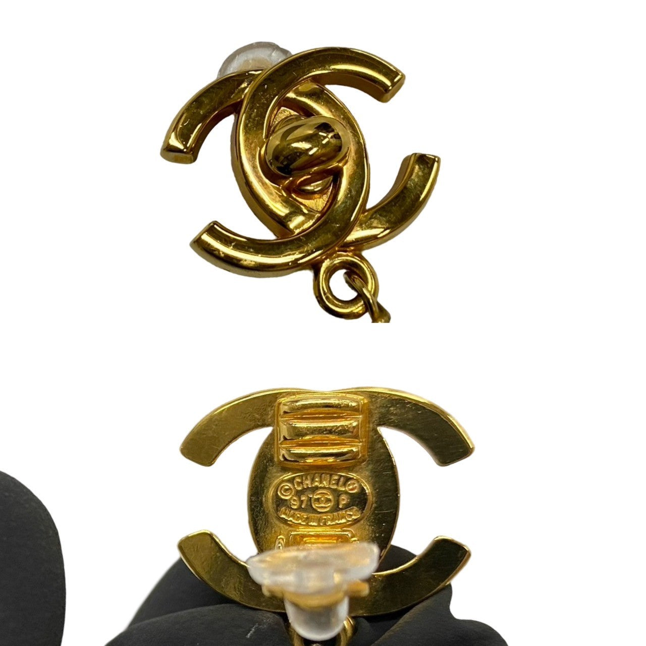 Chanel Vintage GP Faux Pearl Logo Earrings