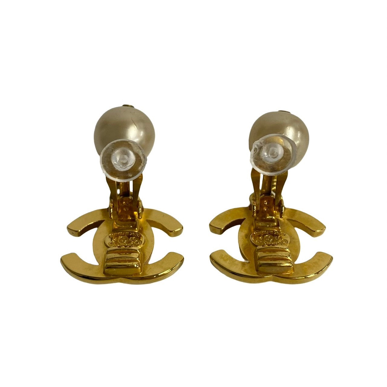 Chanel Vintage GP Faux Pearl Logo Earrings