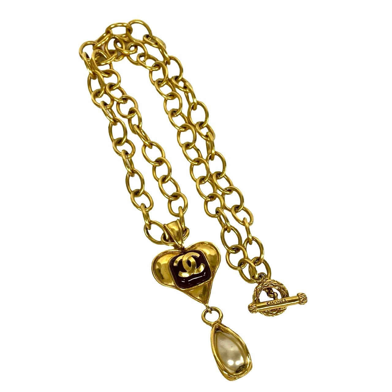 Chanel Vintage Heart Pearl Necklace Pendant