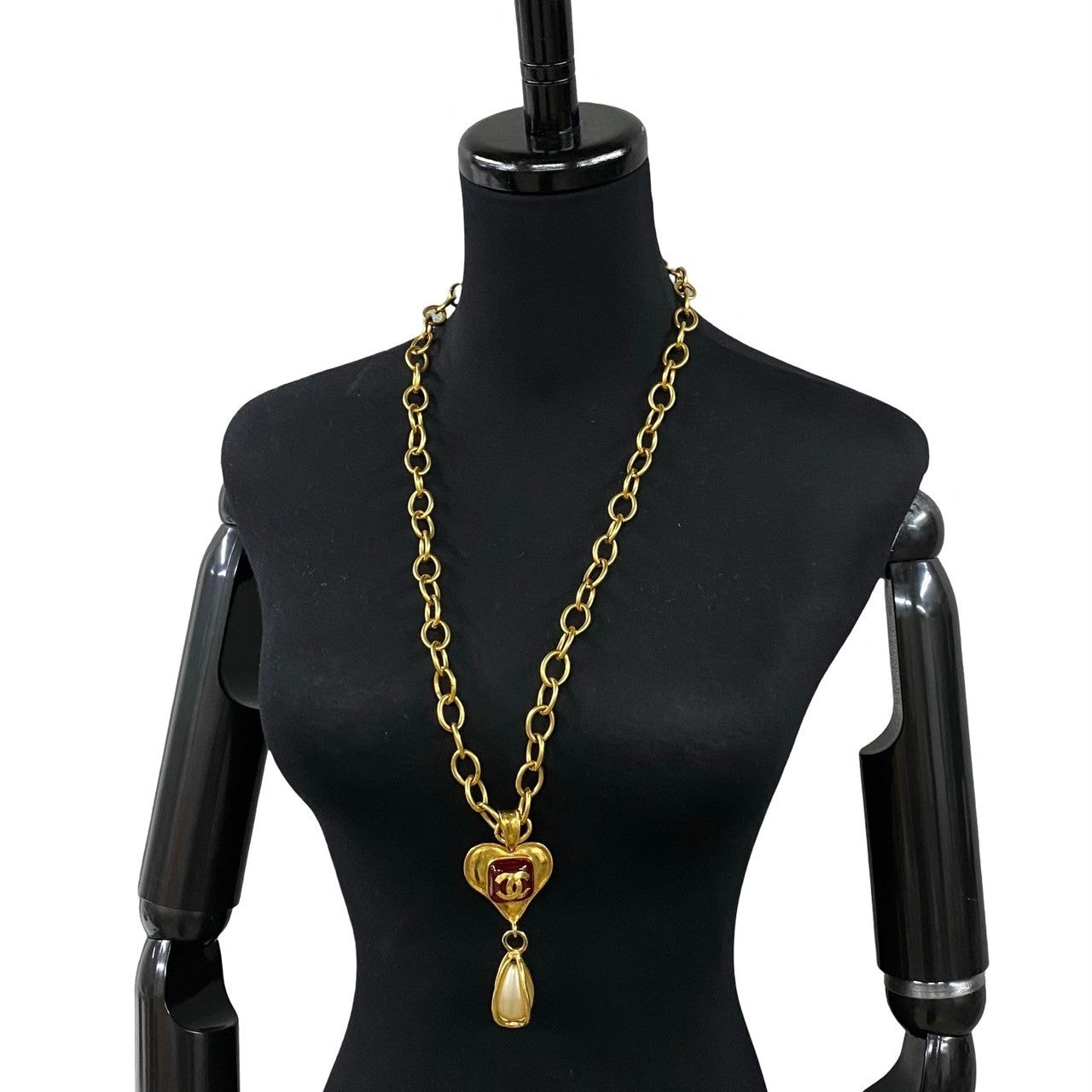 Chanel Vintage Heart Pearl Necklace Pendant
