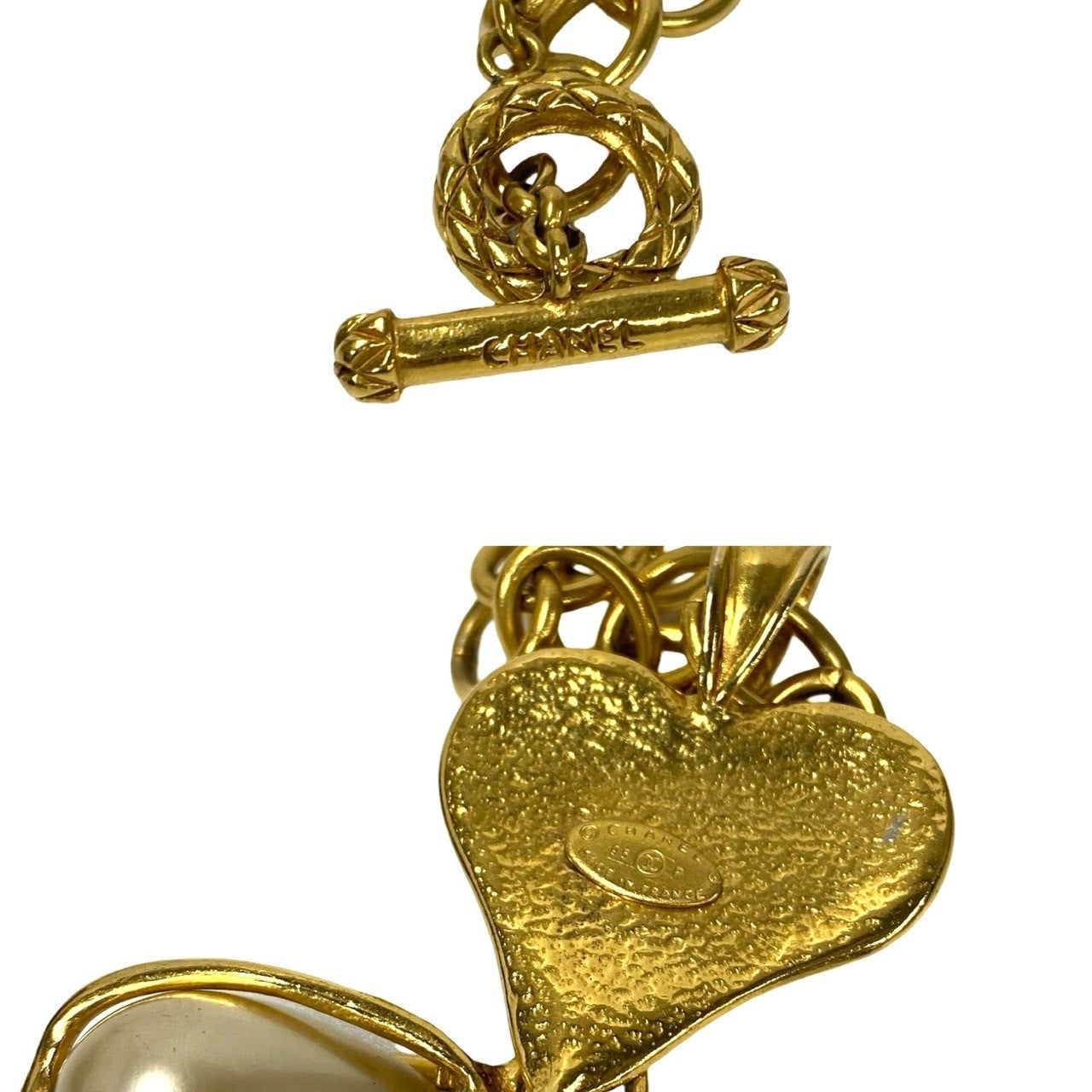 Chanel Vintage Heart Pearl Necklace Pendant