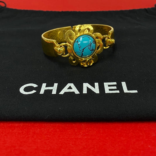 Chanel Vintage Turquoise Coco Mark Bracelet