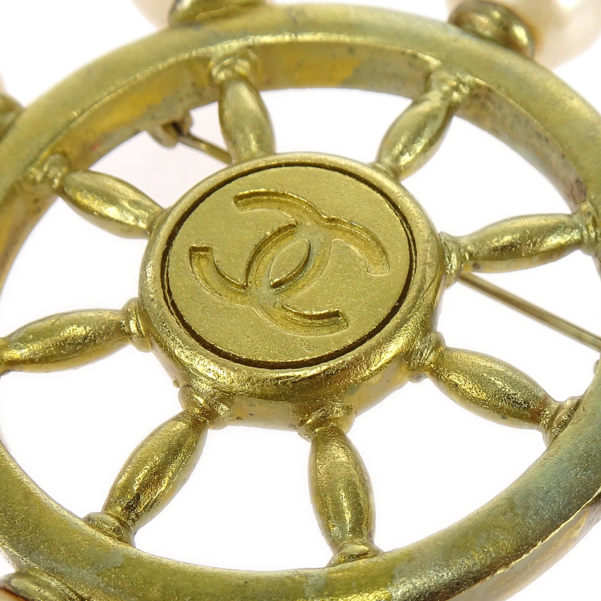 Luxury Chanel Rudder Brooch Pin 94P Artificial Pearl