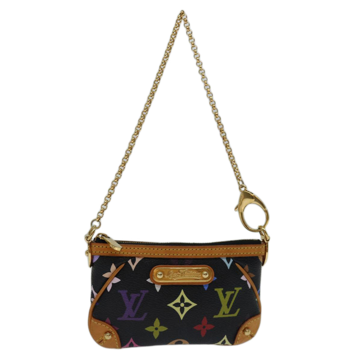 LOUIS VUITTON Multicolor Pochette Mira PM Pouch Black M60099 LV 70055A