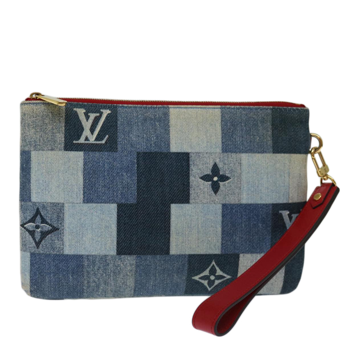 LOUIS VUITTON Monogram Denim City Pochette Pouch Blue M68761 LV 70062