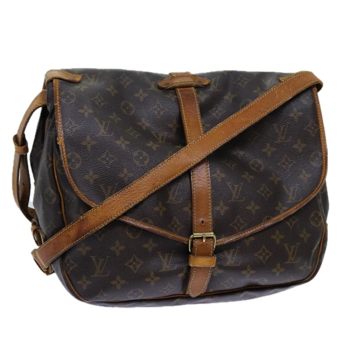 LOUIS VUITTON Monogram Saumur 35 Shoulder Bag M42254 LV 70072
