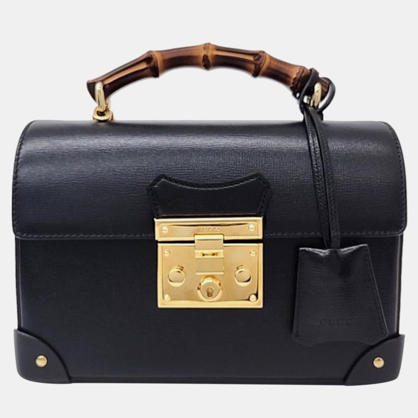 Luxury Gucci Trending 2025 Black Leather Bamboo Shoulder Bag