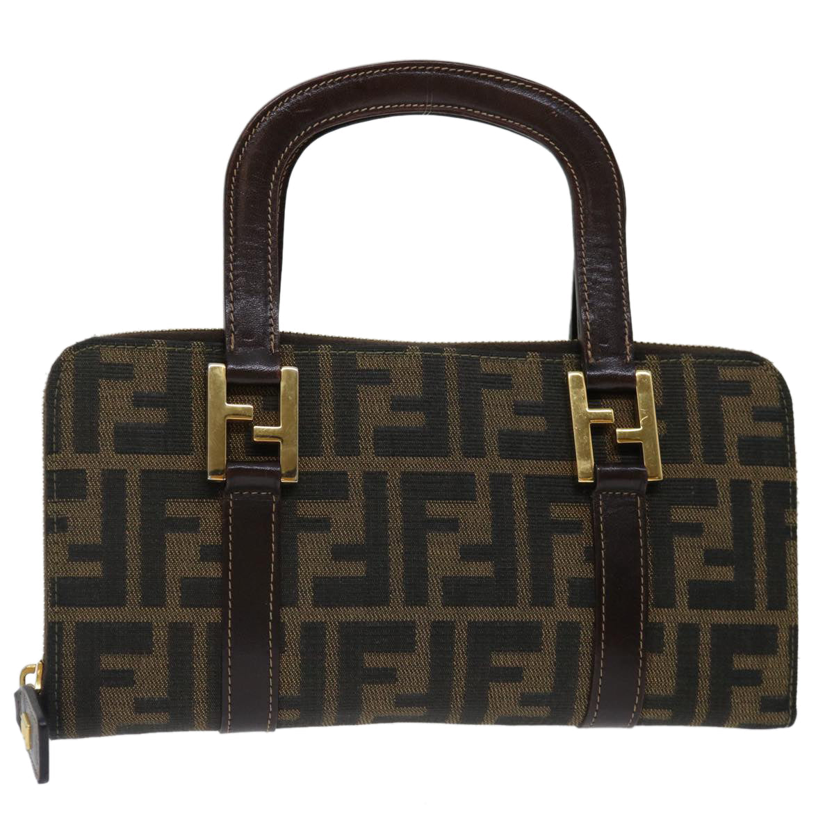 Luxury FendiZucca Canvas Hand Bag Brown Black70251