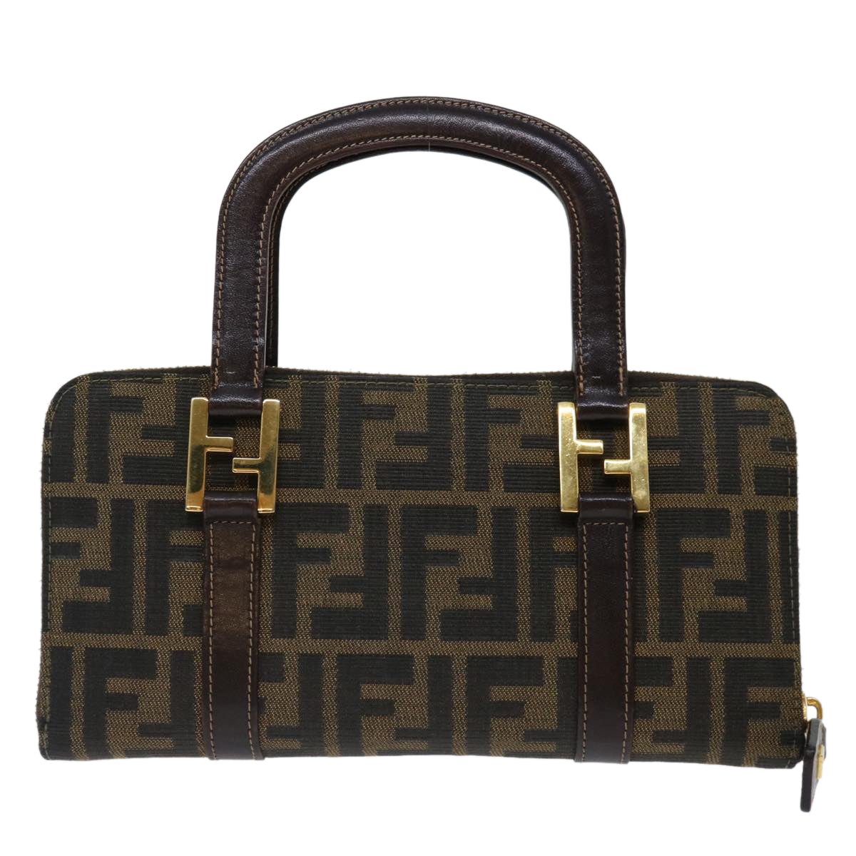 Luxury FendiZucca Canvas Hand Bag Brown Black70251