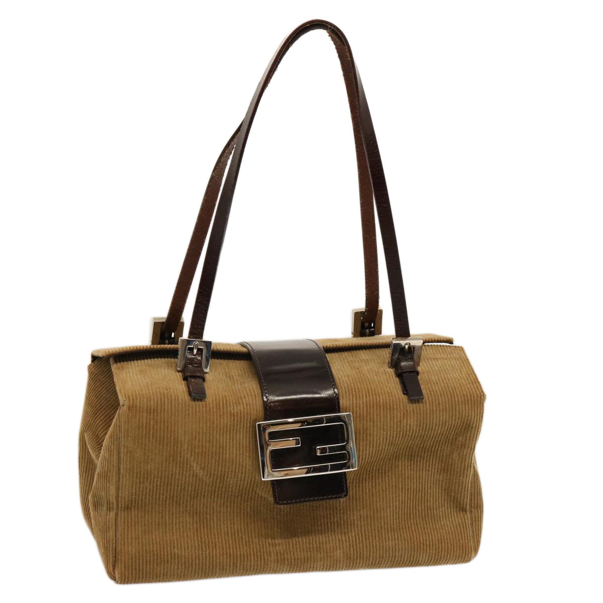 Luxury FendiMamma Baguette Hand Bag Corduroy Brown70342