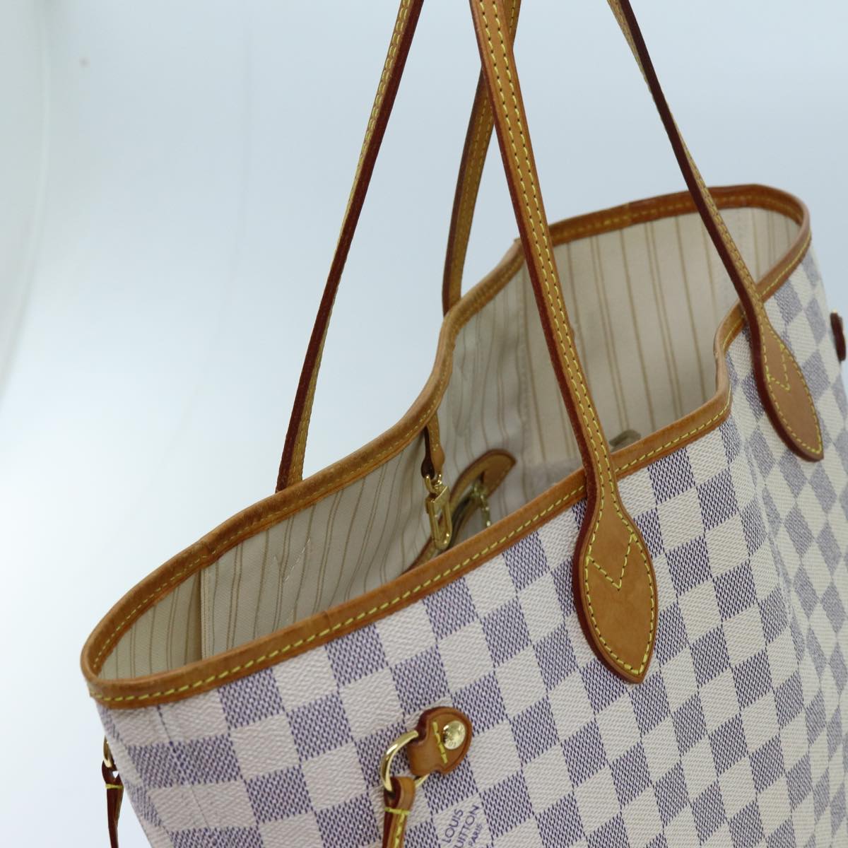 LOUIS VUITTON Damier Azur Neverfull MM Tote Bag N41605 LV 70414