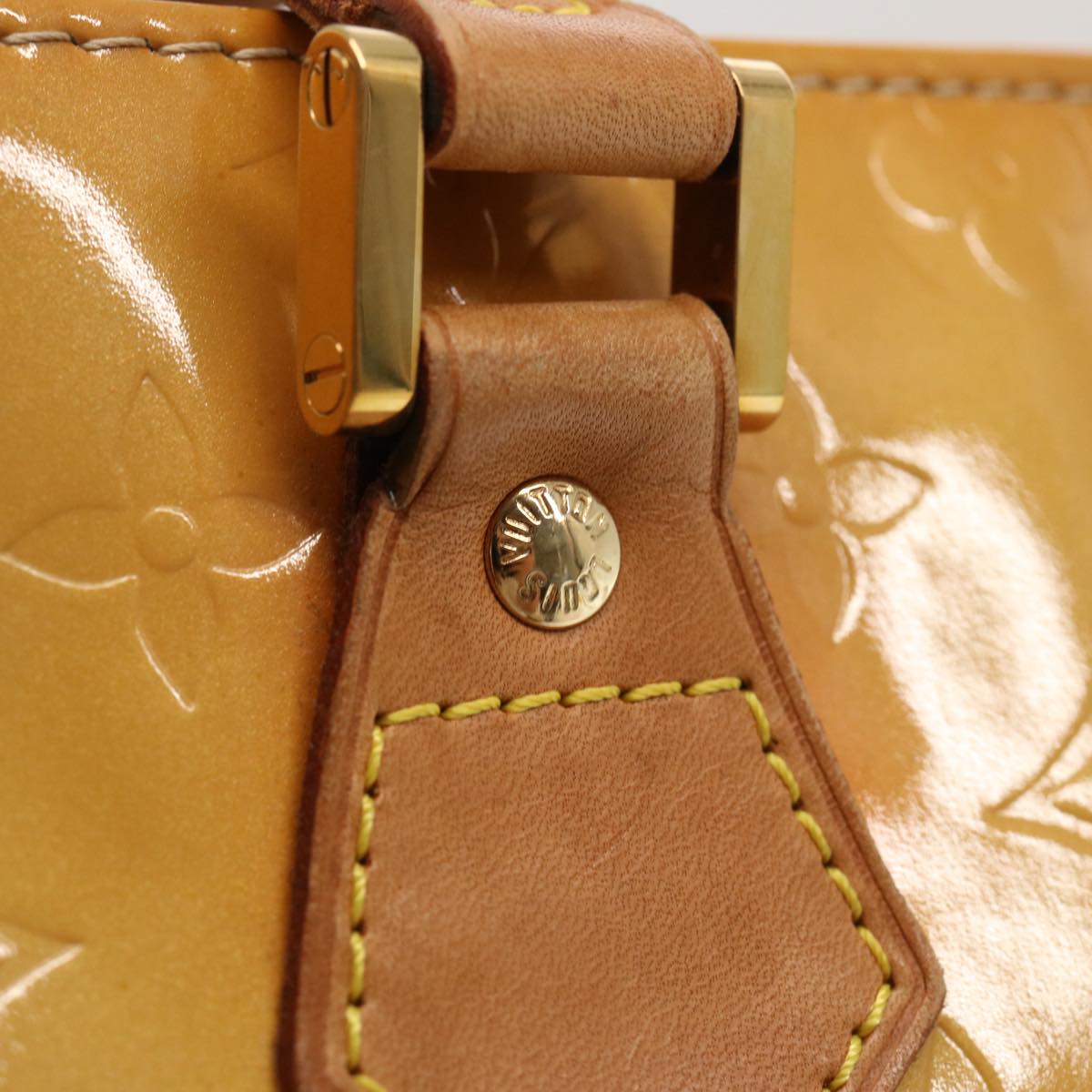 LOUIS VUITTON Monogram Vernis Houston Hand Bag Beige M91004 LV 70530