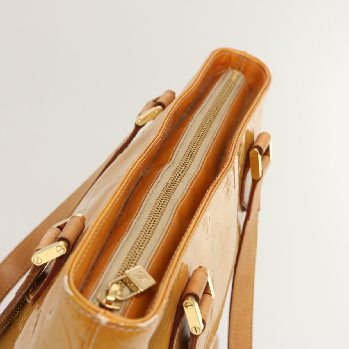 LOUIS VUITTON Monogram Vernis Houston Hand Bag Beige M91004 LV 70530