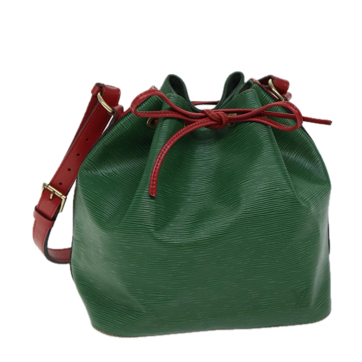 LOUIS VUITTON Epi Petit Noe Shoulder Bag Bicolor Green Red M44147 LV 70552