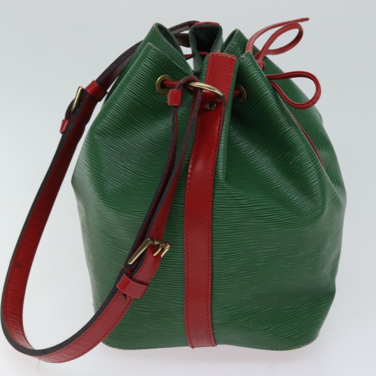 LOUIS VUITTON Epi Petit Noe Shoulder Bag Bicolor Green Red M44147 LV 70552