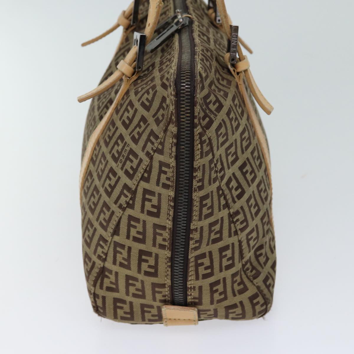 Luxury FendiZucchino Canvas Hand Bag Canvas Beige Brown70596