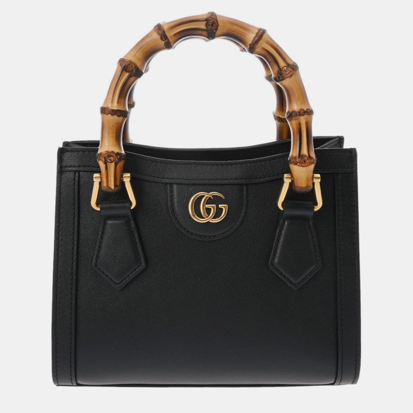 Luxury Gucci Trending 2025 Black Leather Mini Diana Bamboo Shoulder Bag
