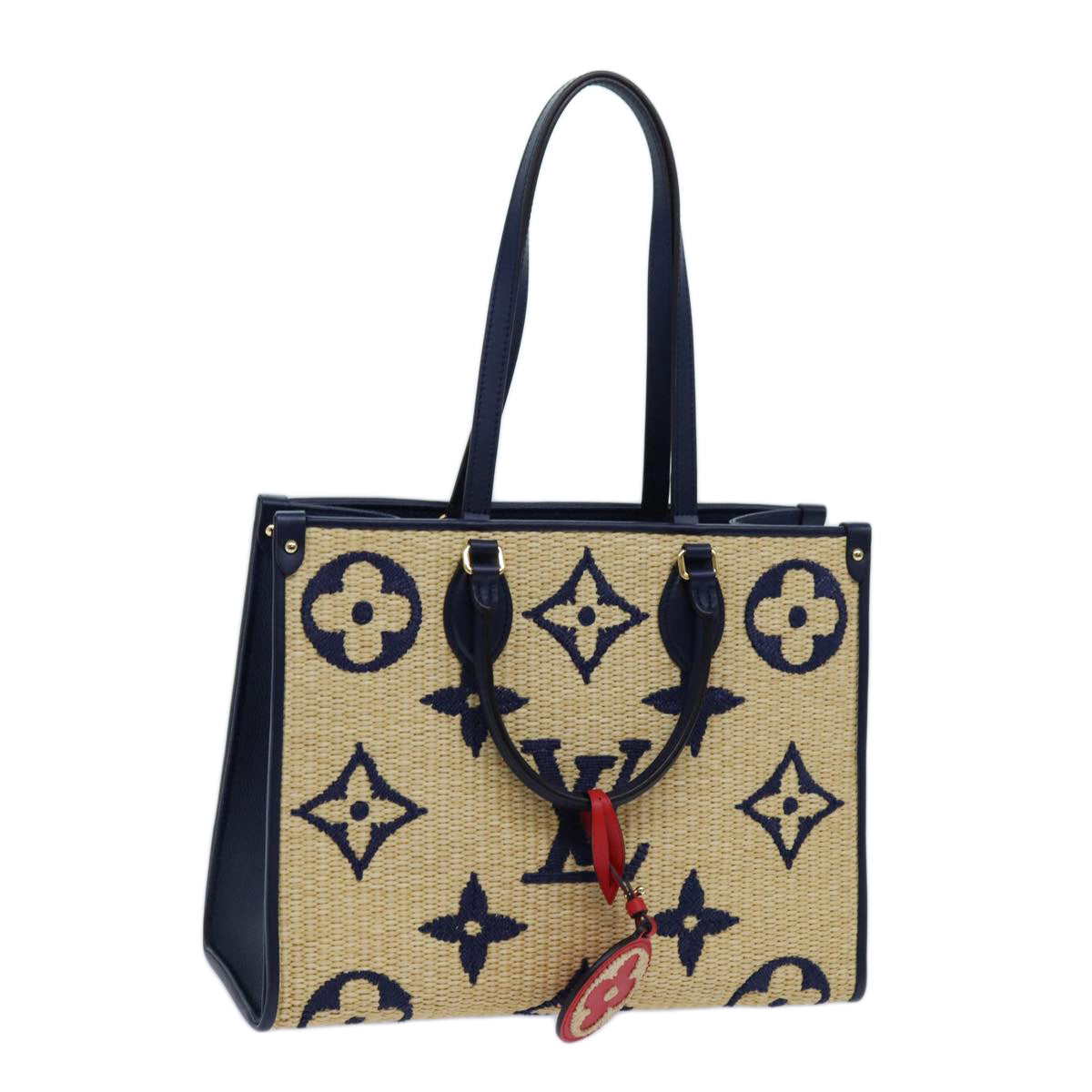 LOUIS VUITTON Monogram Raffia On The Go MM Bag 2way Beige M57723 LV 70773S