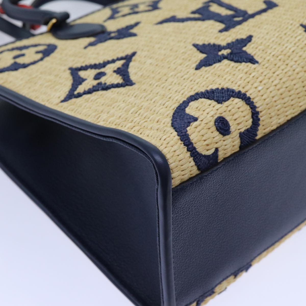 LOUIS VUITTON Monogram Raffia On The Go MM Bag 2way Beige M57723 LV 70773S