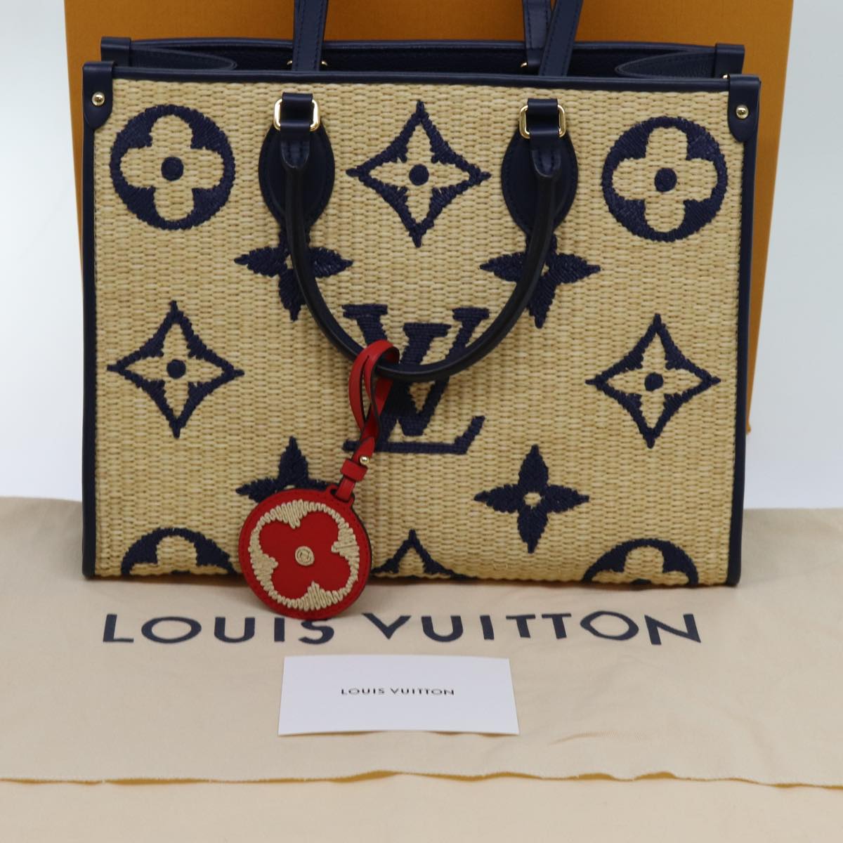 LOUIS VUITTON Monogram Raffia On The Go MM Bag 2way Beige M57723 LV 70773S