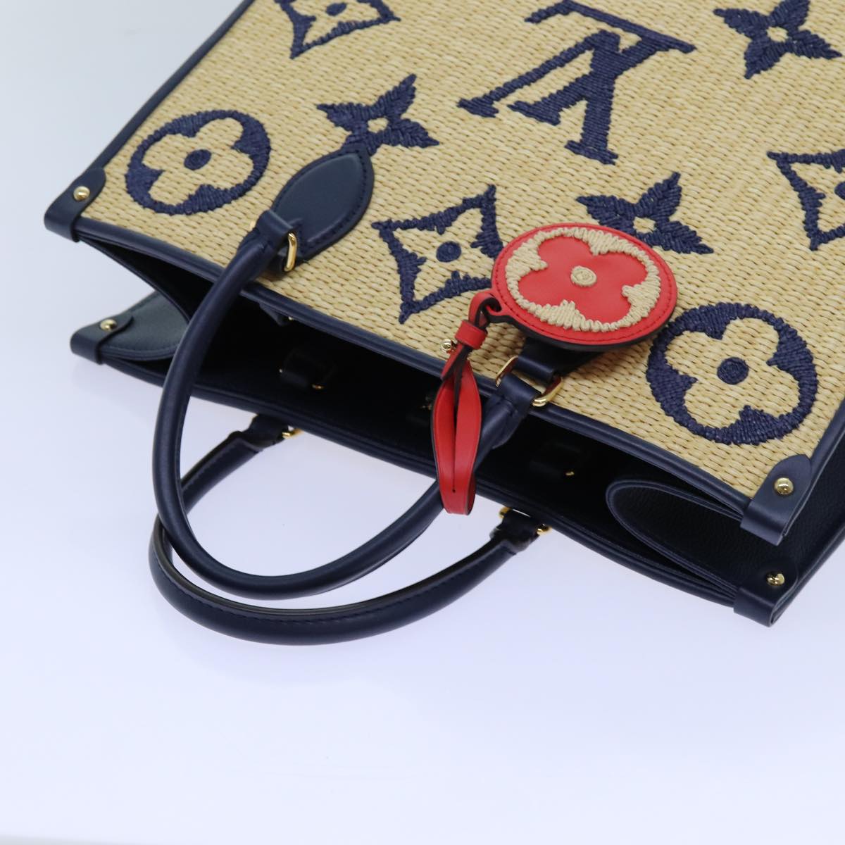 LOUIS VUITTON Monogram Raffia On The Go MM Bag 2way Beige M57723 LV 70773S