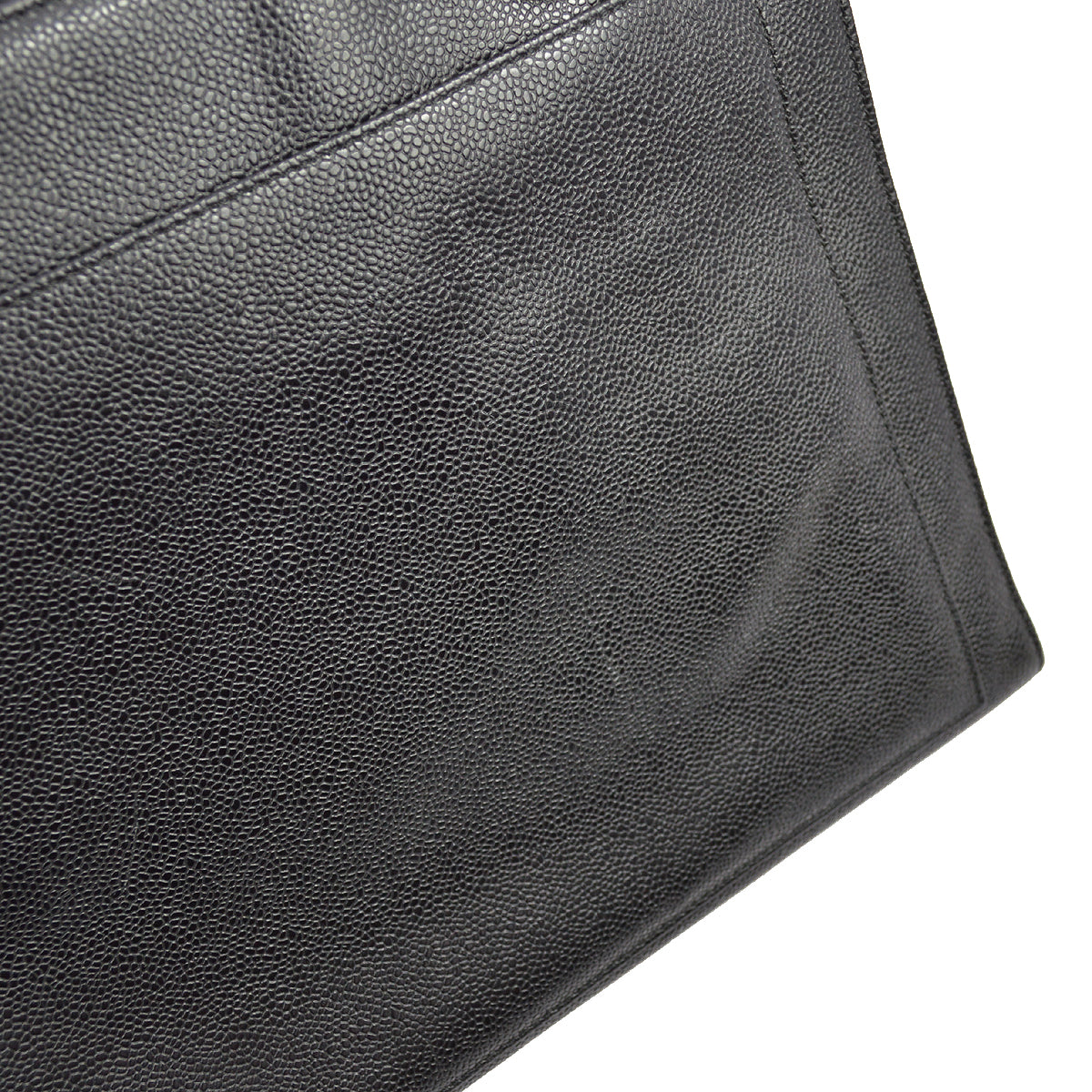 Luxury Chanel 1997-1999 Black Caviar Skin Zipper Top Tote 35