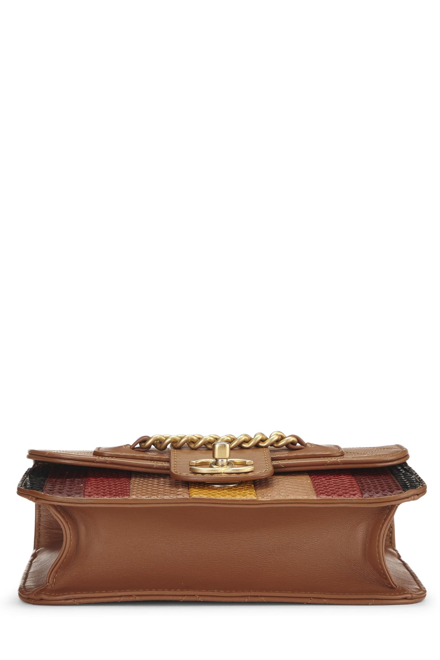 Chanel,  Brown & Multicolor Calfskin Front Chain Flap Bag, Multi