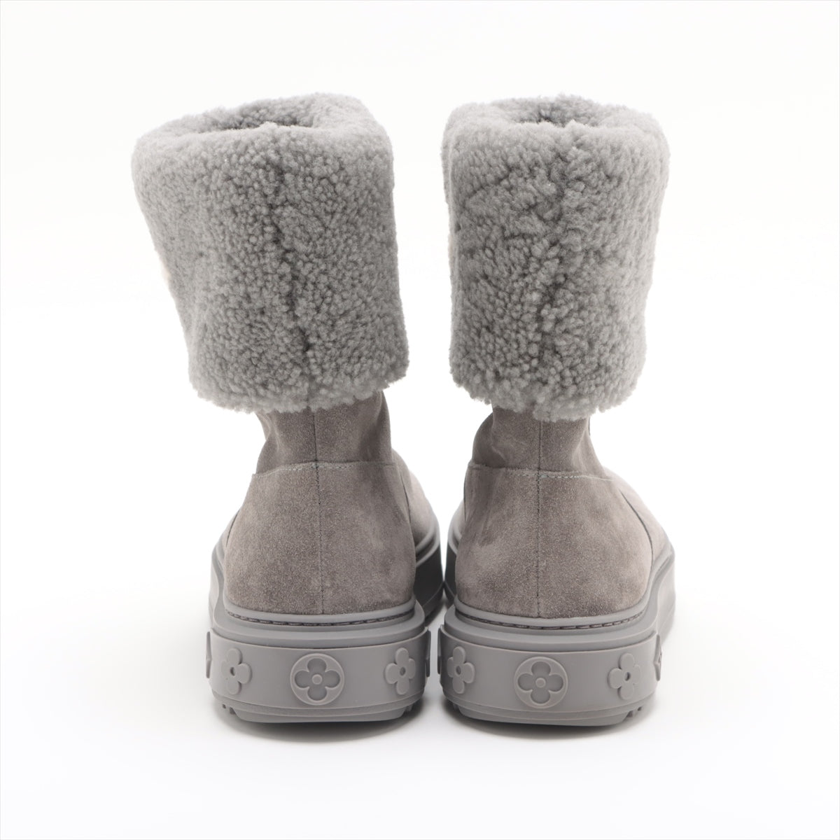 Louis Vuitton Snowdrop Line 22 Years Mouton Short Boots 37 1/2  Grey TC0272 Monogram Insol Boar