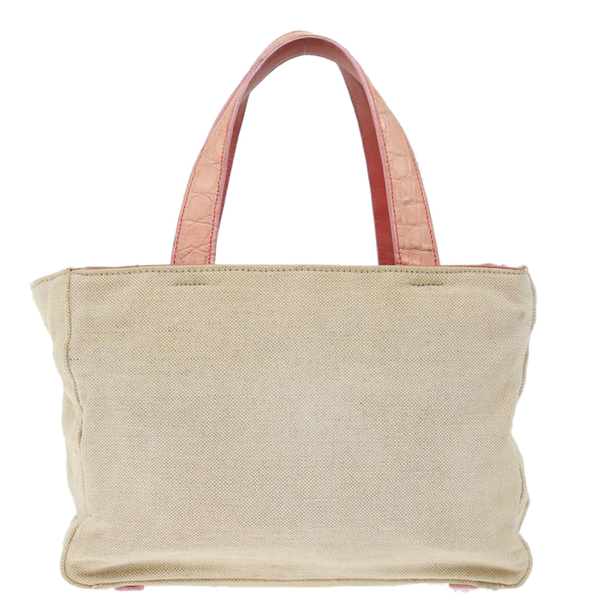 Luxury PradaHand Bag Canvas Beige Pink 71008