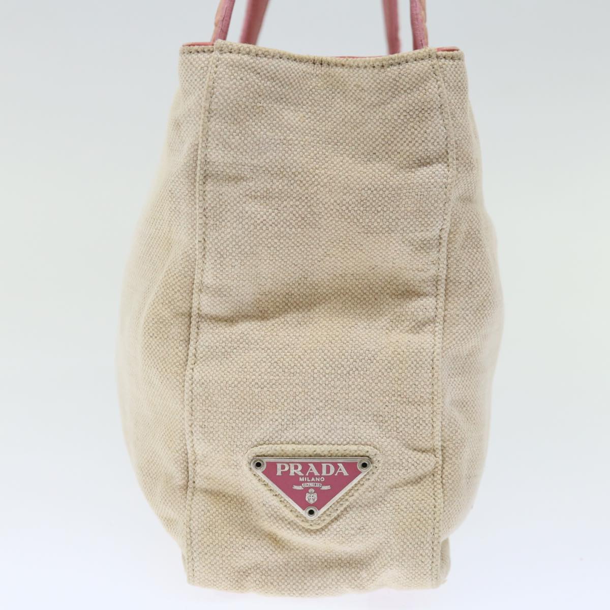 Luxury PradaHand Bag Canvas Beige Pink 71008