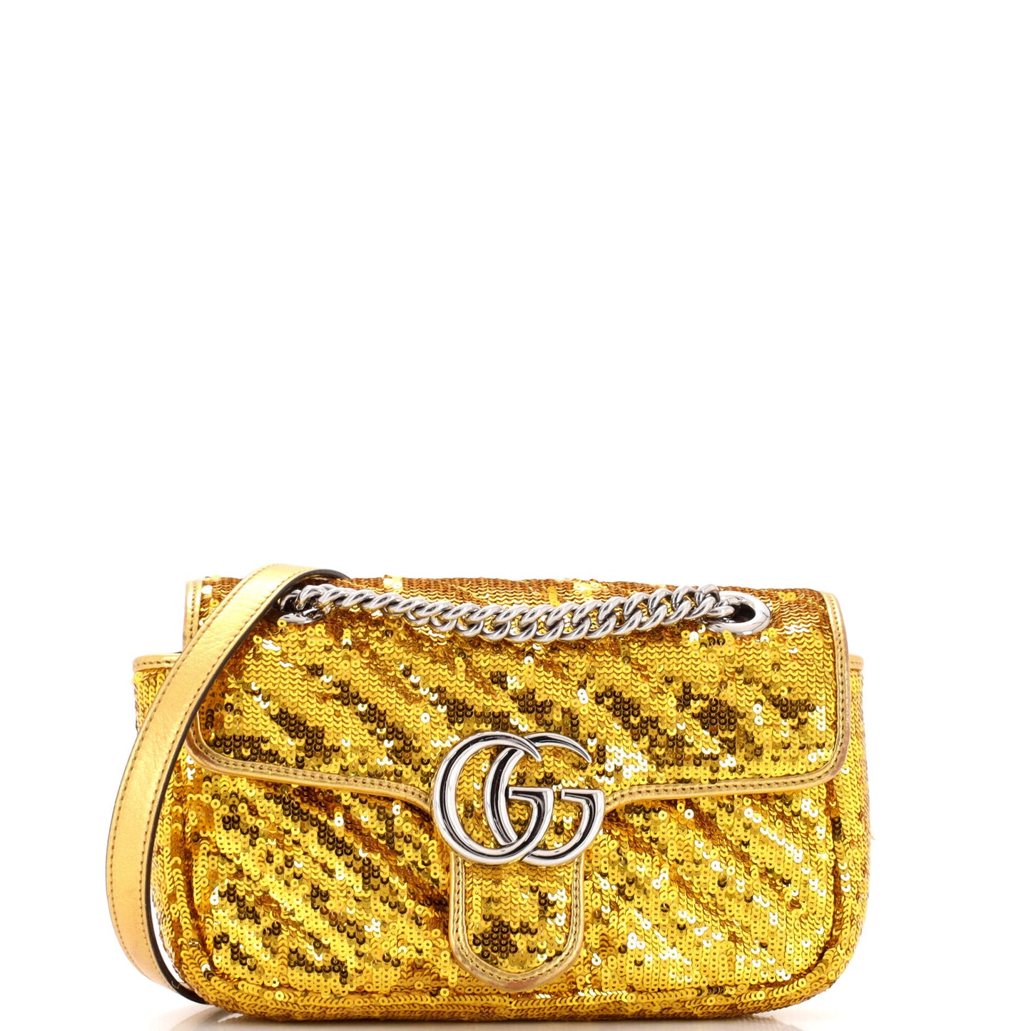 Luxury Gucci Trending 2025 GG Marmont Flap Bag Diagonal Quilted Sequins Mini