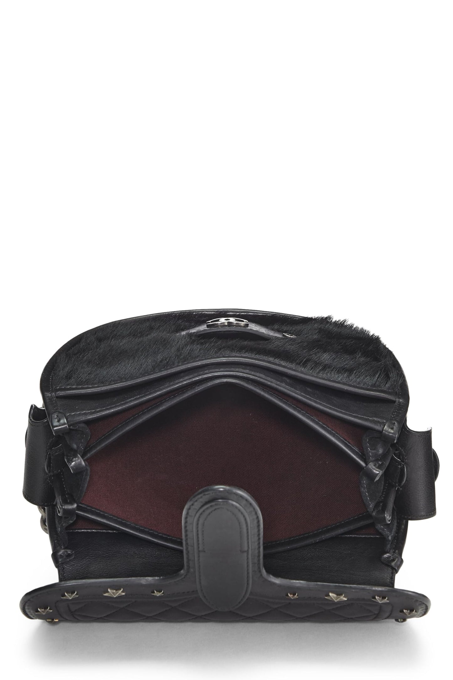Chanel,  Paris-Dallas Black Quilted Calfskin Studded Saddle Bag, Black
