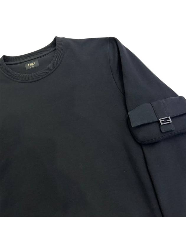 Luxury Fendi Baquette Crew Neck Cotton Sweatshirt Black