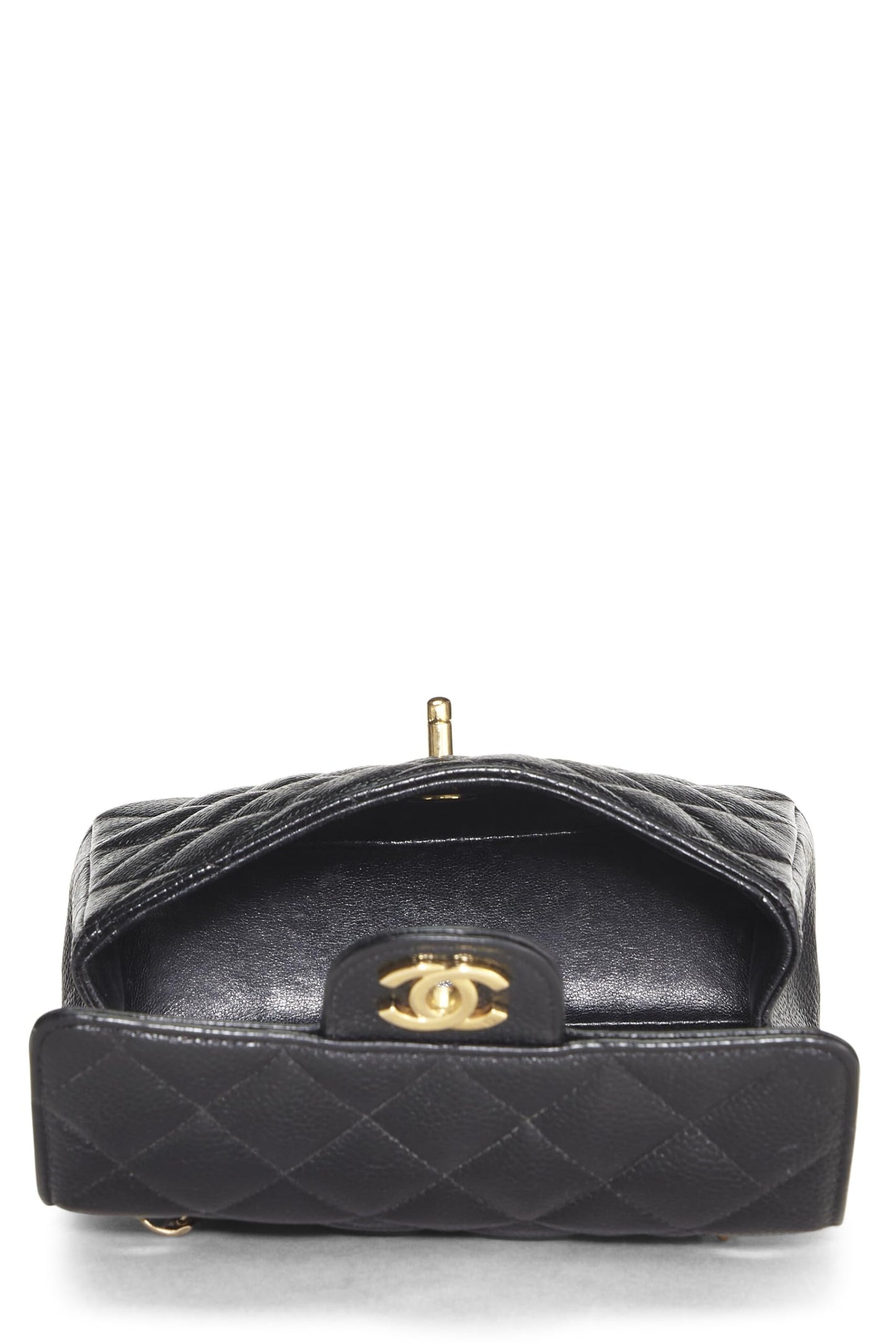 Chanel,  Black Quilted Caviar Half Flap Mini, Black