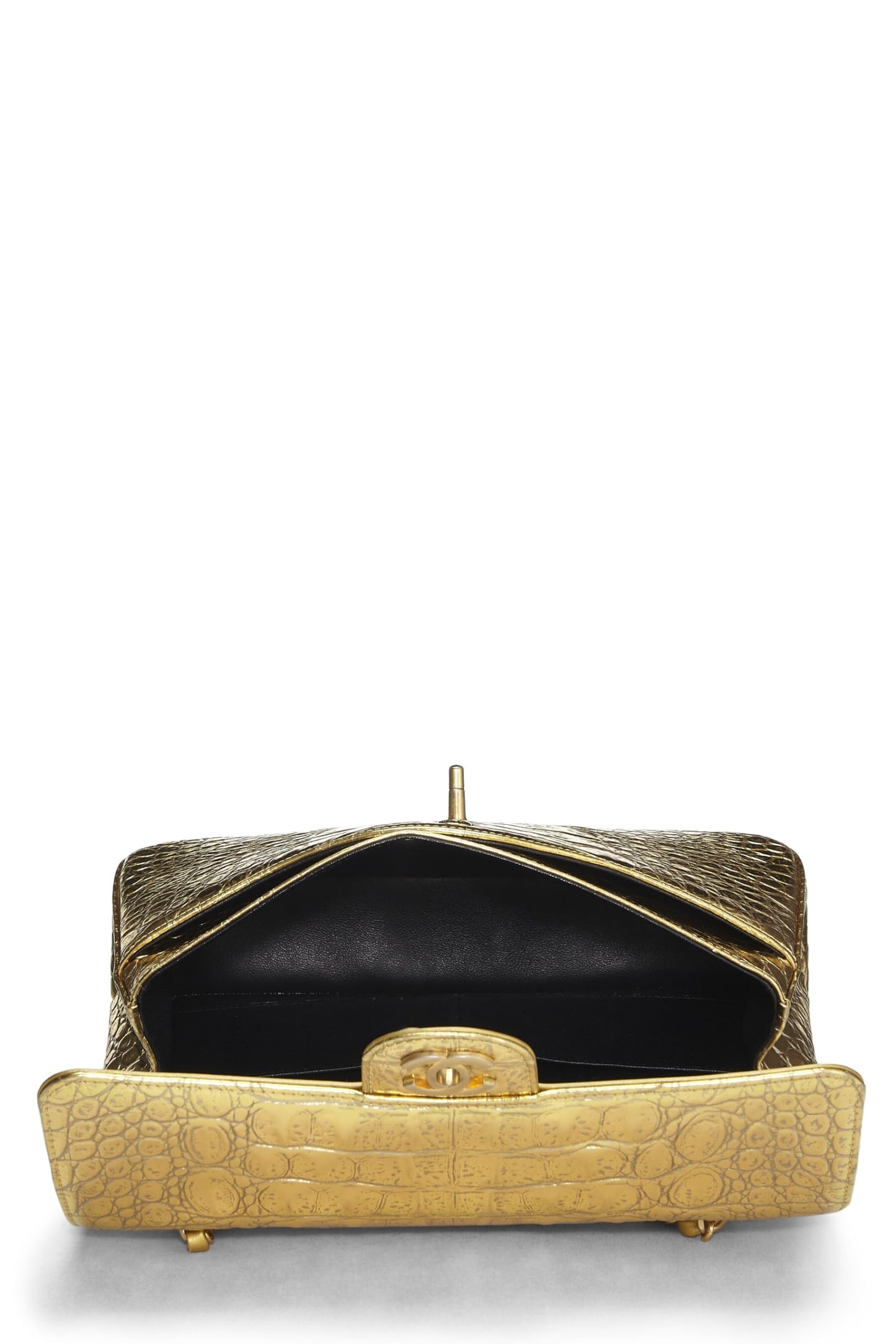 Chanel,  Gold Embossed Classic Double Flap Small, Gold