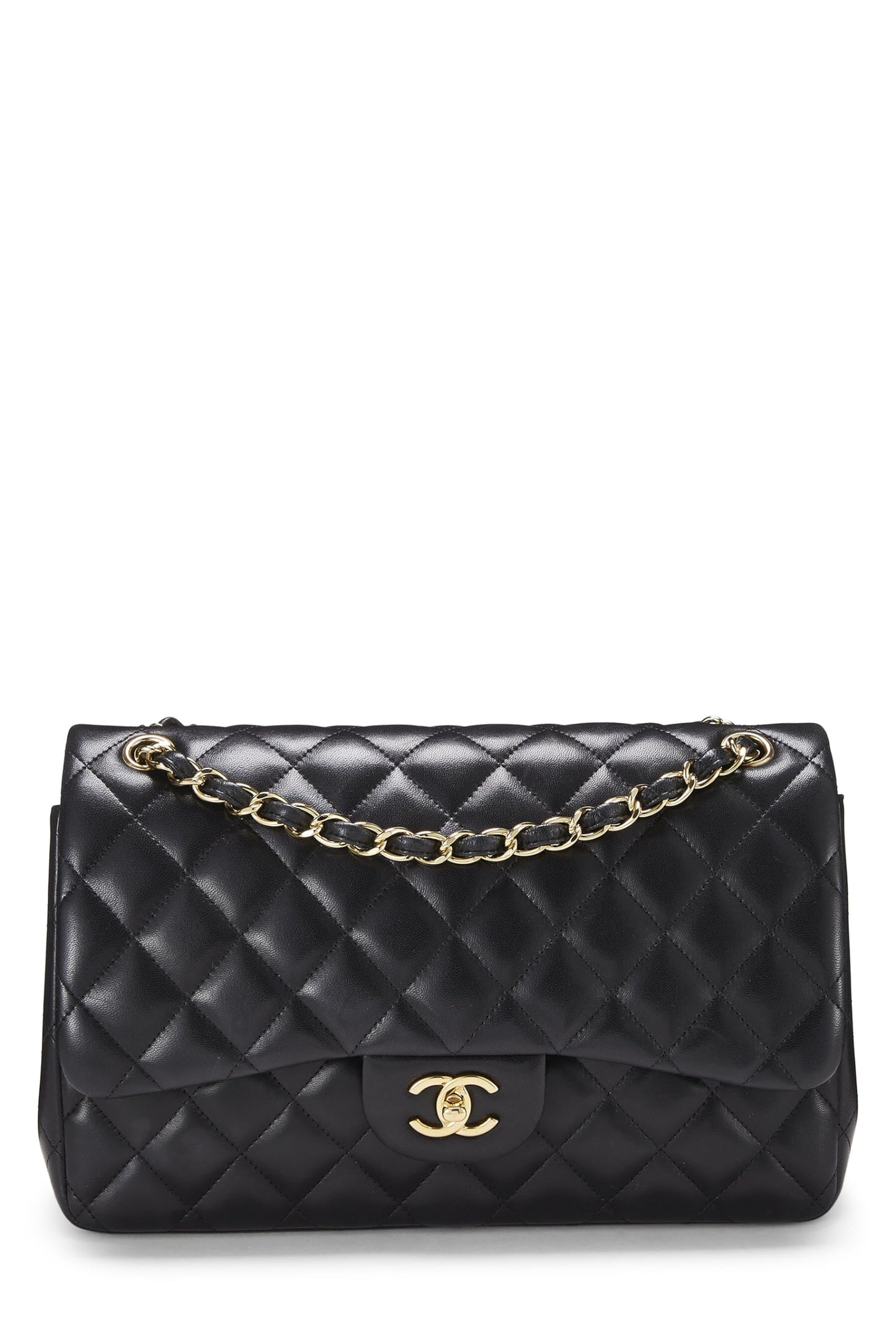 Chanel,  Black Quilted Lambskin New Classic Double Flap Jumbo, Black