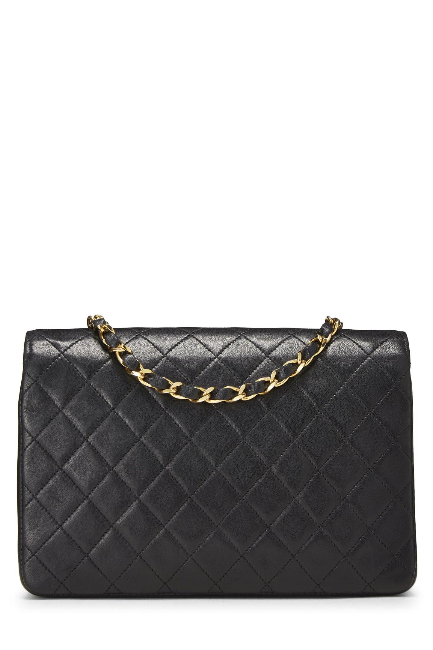 Chanel,  Black Quilted Lambskin Circle Lock Half Flap, Black