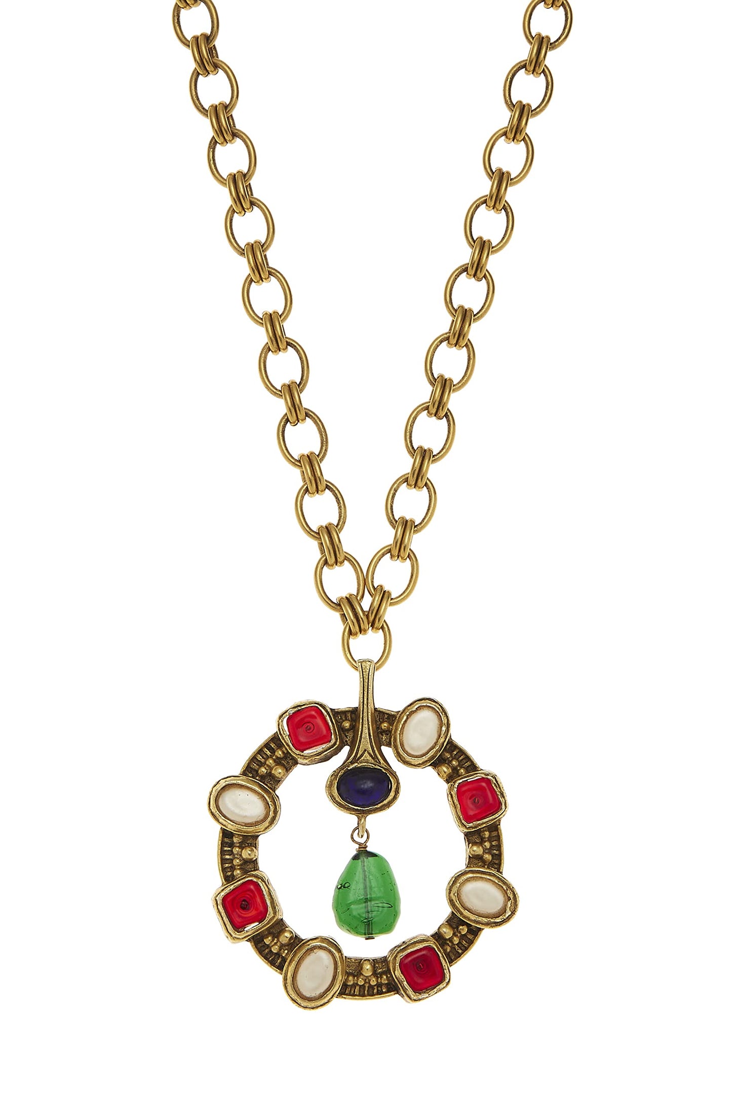 Chanel,  Gold & Multi Gripoix Pendant Necklace, Multi