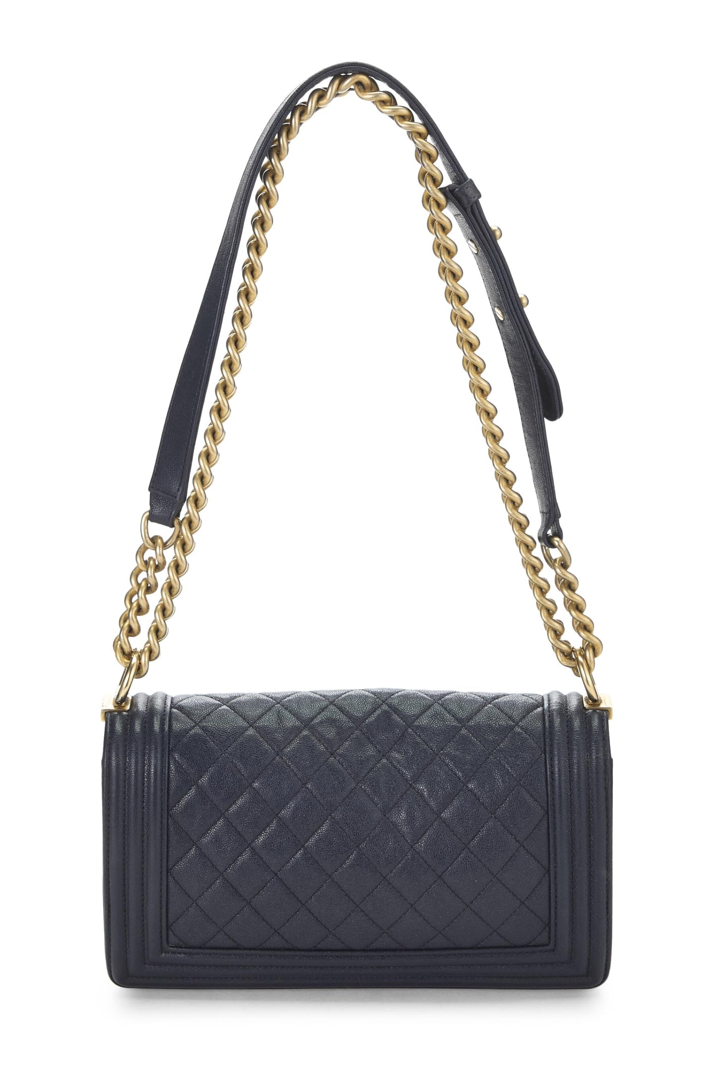 Chanel,  Navy Quilted Caviar Boy Bag Medium, Navy