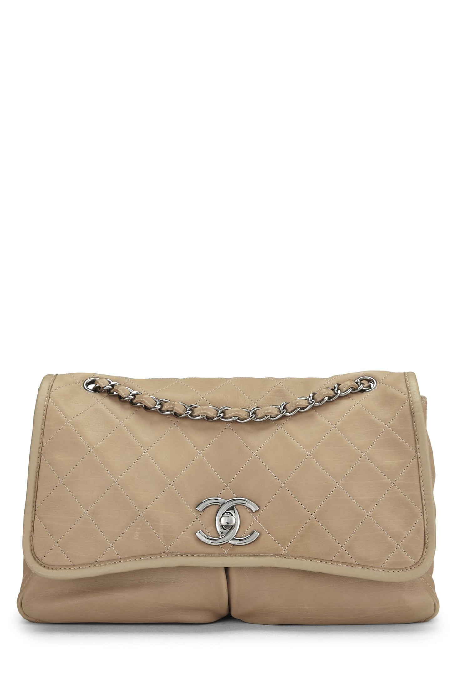 Chanel,  Beige Quilted Lambskin Natural Beauty Flap Bag Large, Beige