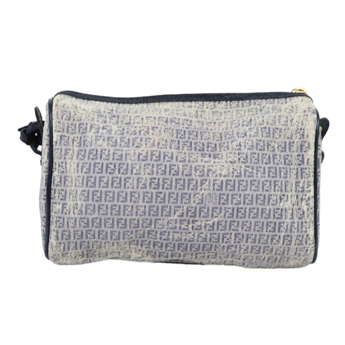 Luxury Fendi Zucchino Canvas Shoulder Bag Coated Canvas White Navy71558