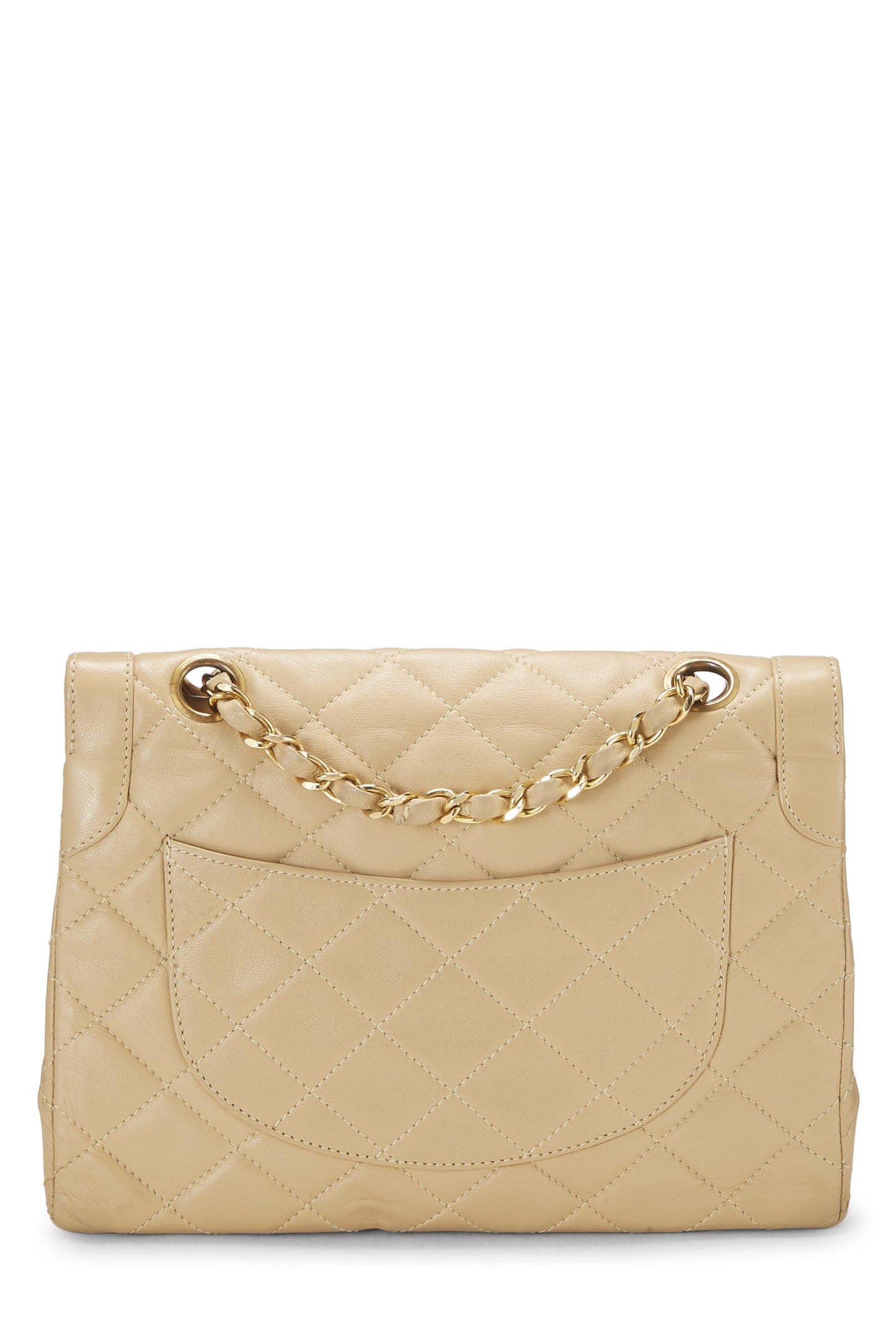 Chanel,  Beige Quilted Lambskin Paris Limited Double Flap Small, Beige