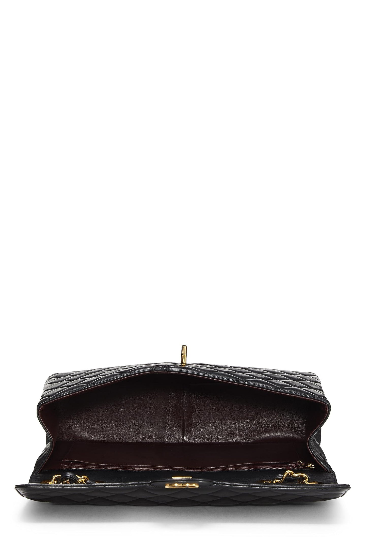 Chanel,  Black Quilted Lambskin Half Flap Jumbo, Black