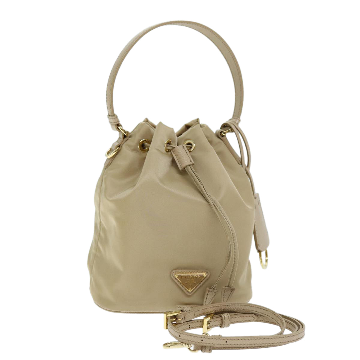 Luxury PradaShoulder Bag Nylon 2way Beige 71637A