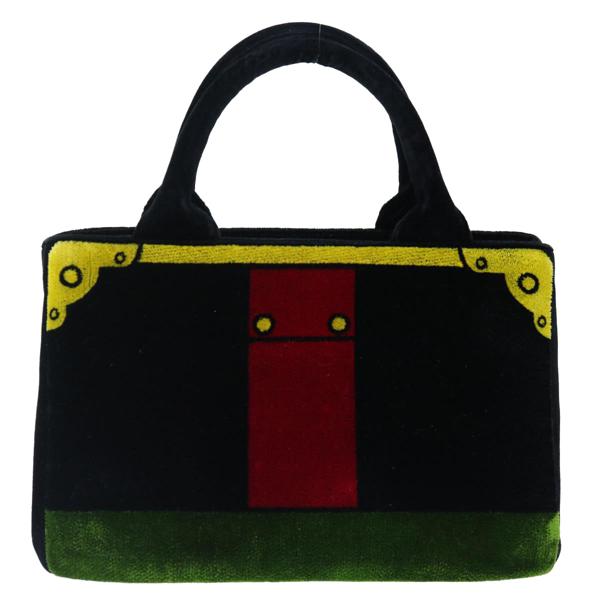 Luxury PradaHand Bag Velor Black Green Red 71639A