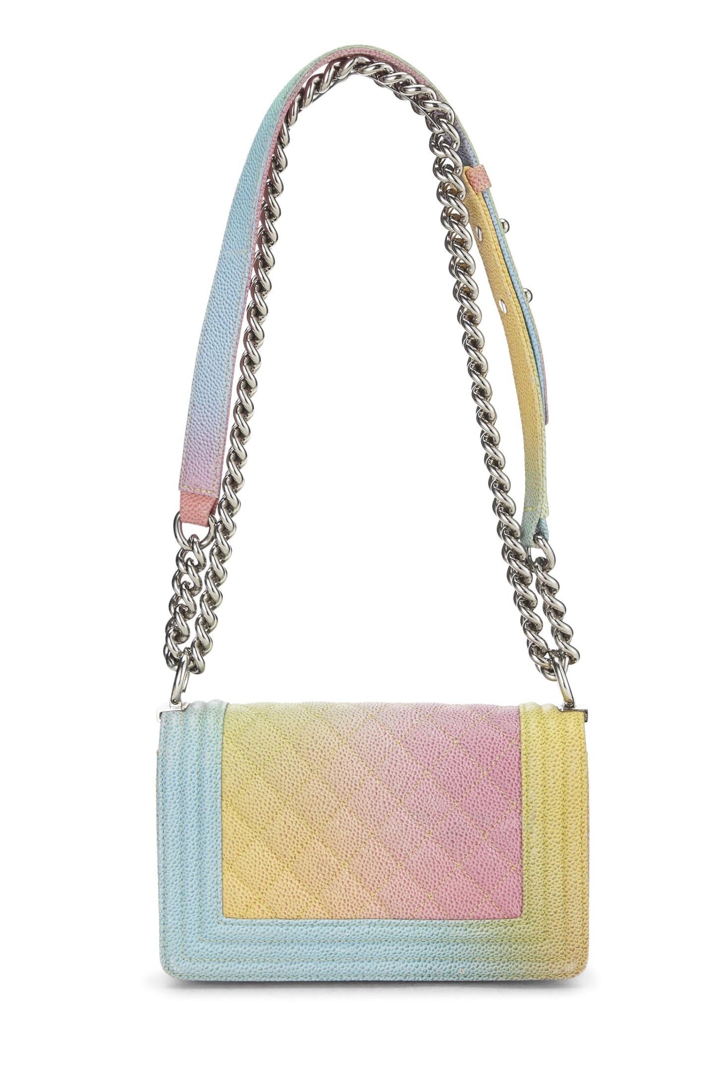 Chanel,  Rainbow Quilted Caviar Boy Bag Small, Green