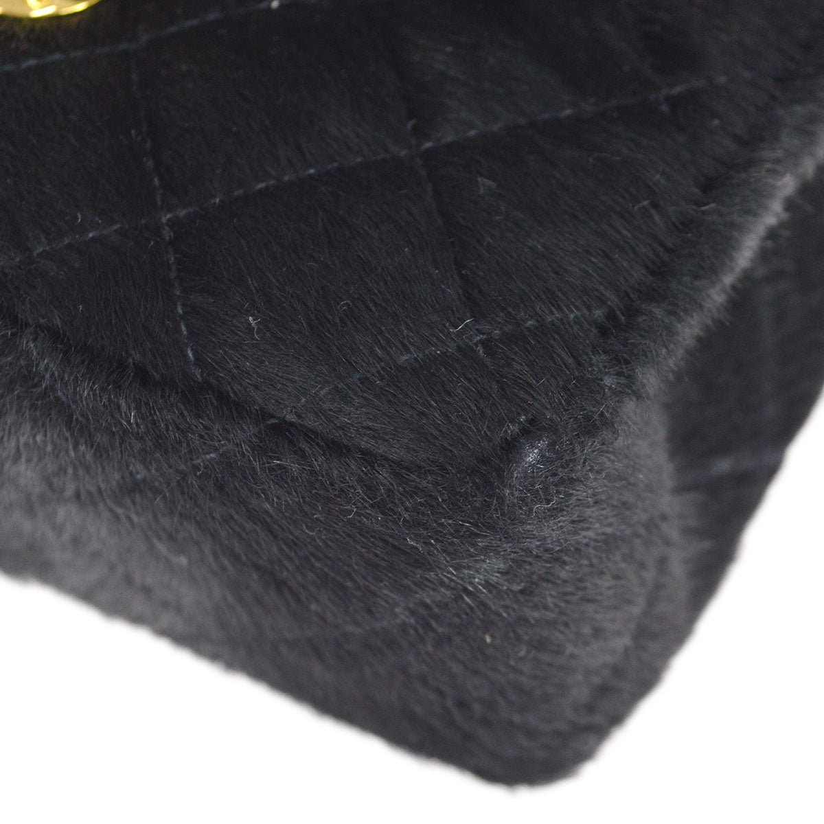 Luxury Chanel * 1990s Classic Flap Handbag Micro Black Pony Hair