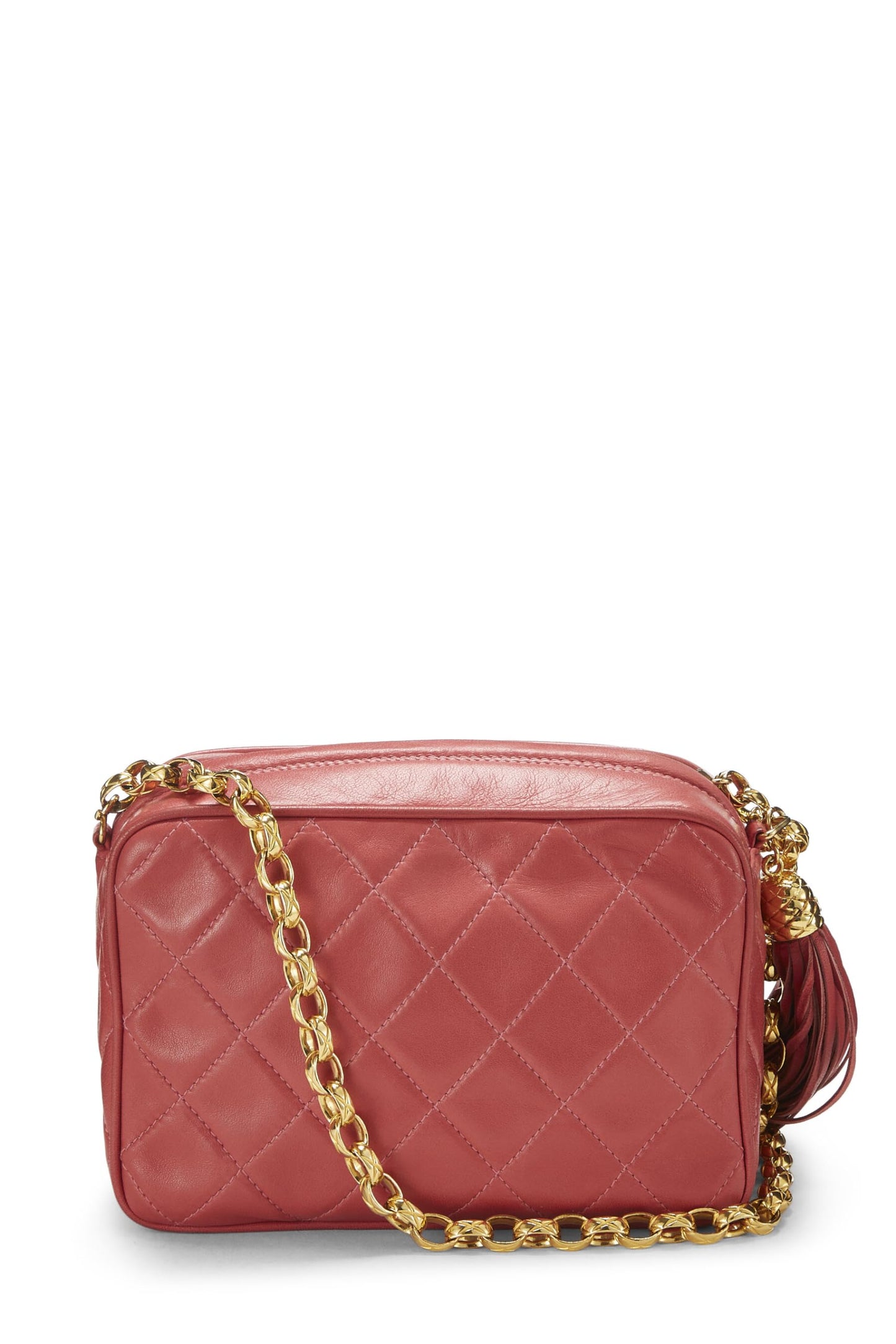Chanel,  Pink Lambskin Diamond 'CC' Tab Camera Bag Mini, Pink