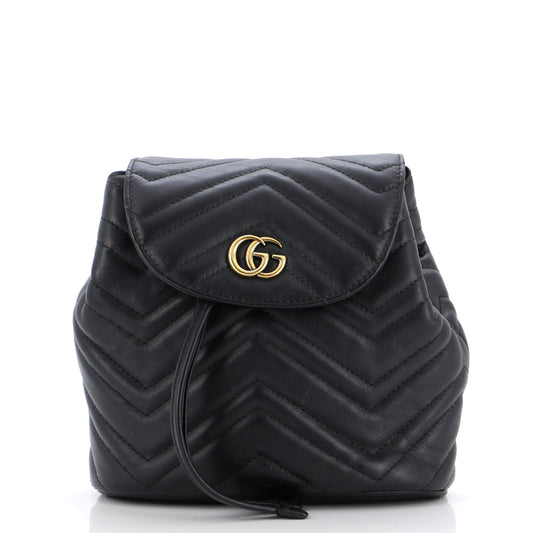 Luxury Gucci Trending 2025 GG Marmont Drawstring Backpack Matelasse Leather Mini