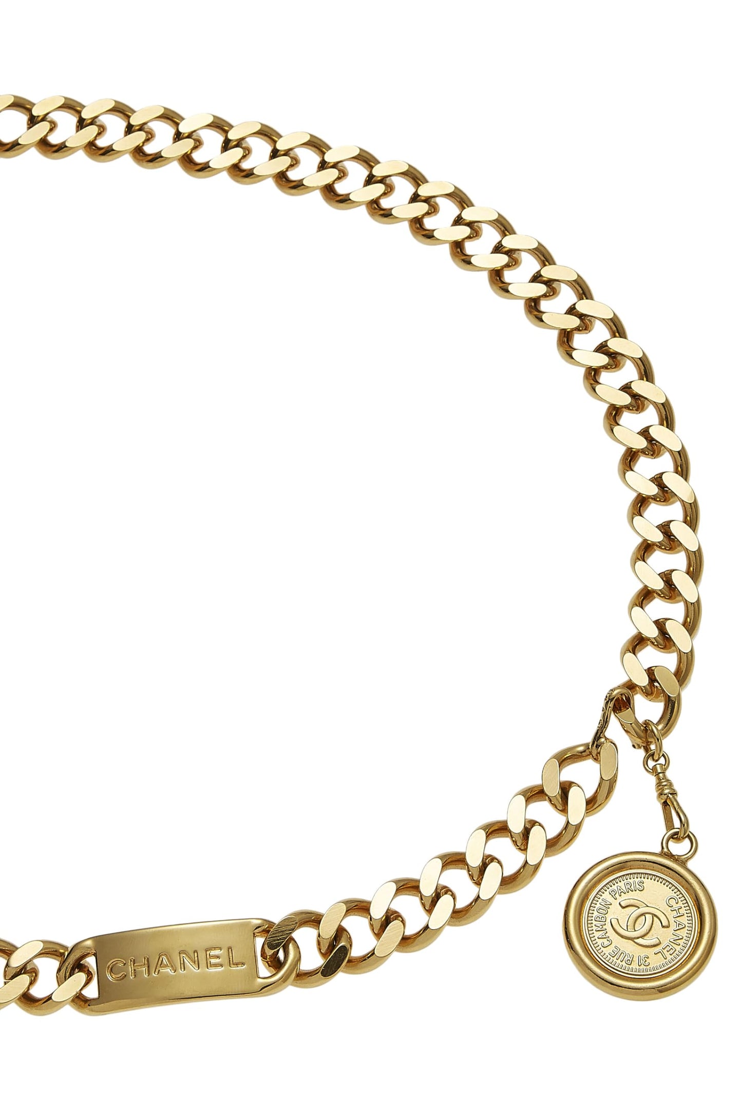 Chanel,  Gold 'CC' Medallion Chain Belt, Gold